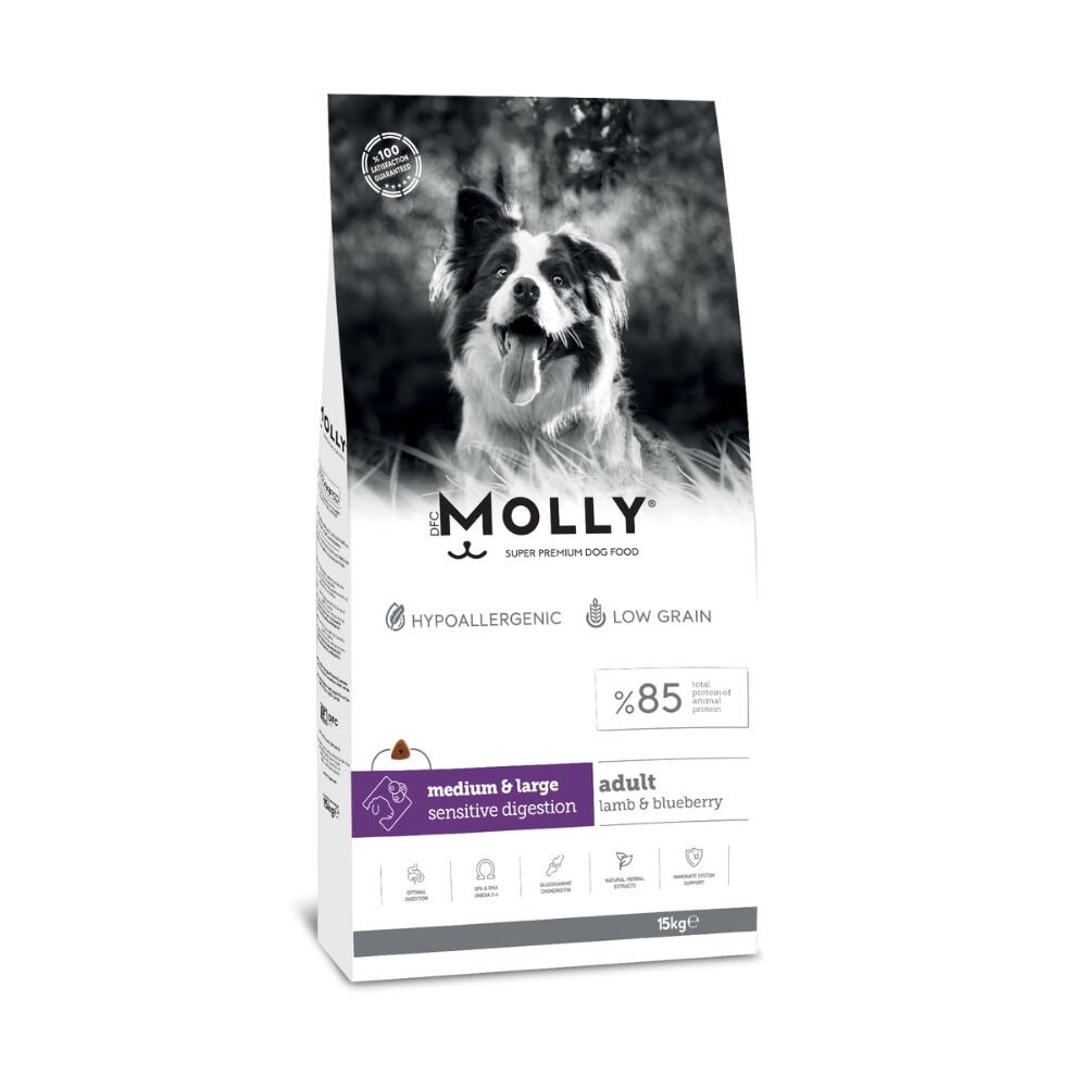 Molly  Orta ve Büyük Irk Yetişkin Köpek Maması Kuzulu&Yaban Mersinli 15kg
