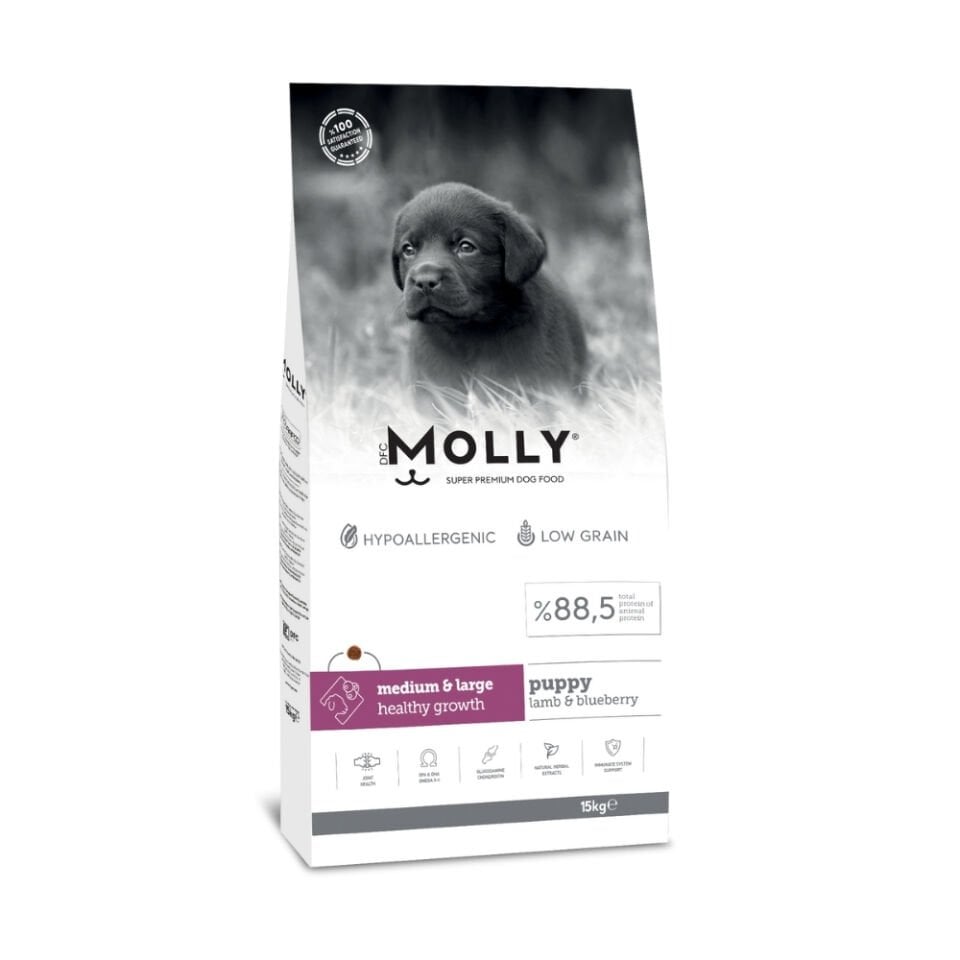 Molly Orta ve Büyük Irk Yavru Köpek Maması Kuzulu&Yaban Mersinli 15kg