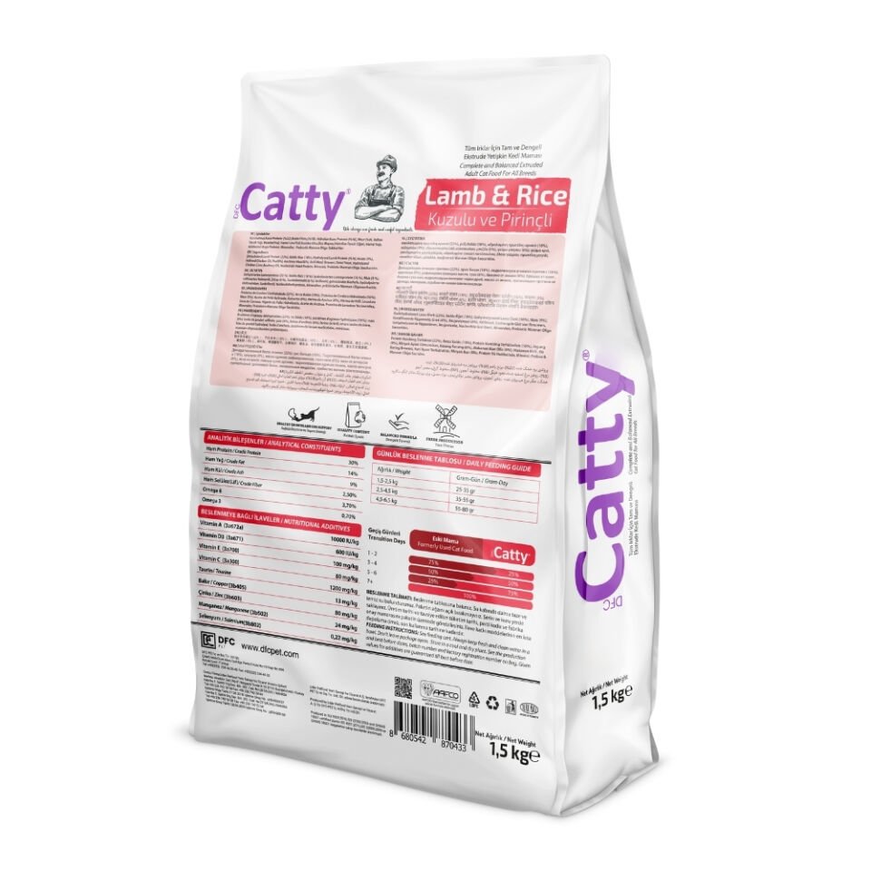 Catty Yetişkin Kedi Maması Kuzulu&Pirinçli 1.5kg