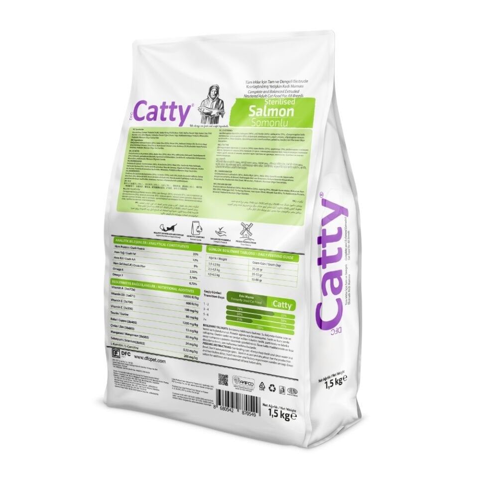 Catty Kısırlaştırılmış Kedi Maması Somonlu 1.5kg