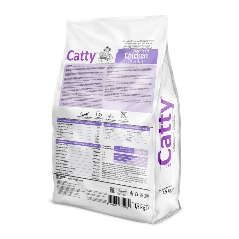 Catty Kısırlaştırılmış Kedi Maması Tavuklu 1.5kg