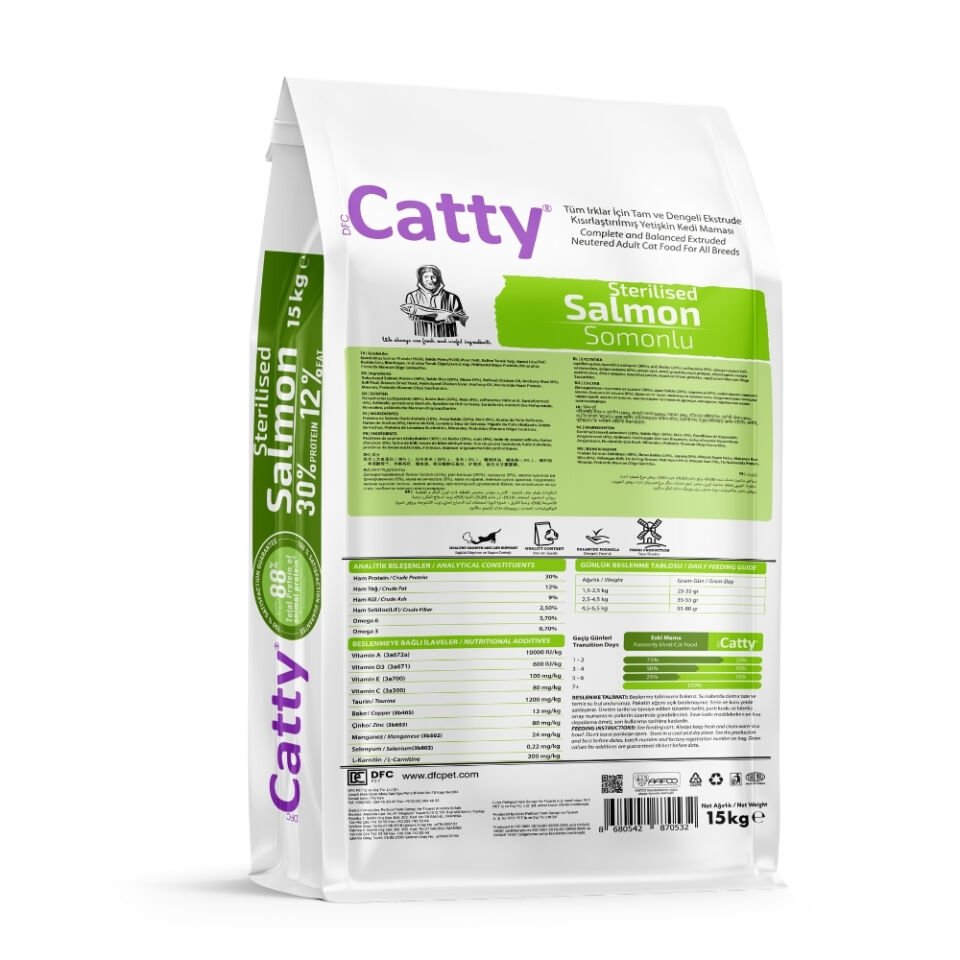 Catty Kısırlaştırılmış Kedi Maması Somonlu 15kg