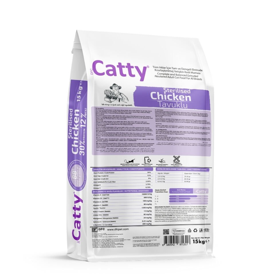 Catty Kısırlaştırılmış Kedi Maması Tavuklu 15kg