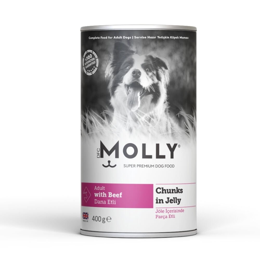 Molly Konserve Yetişkin Köpek  Jöleli Biftekli Parça Etli 400g