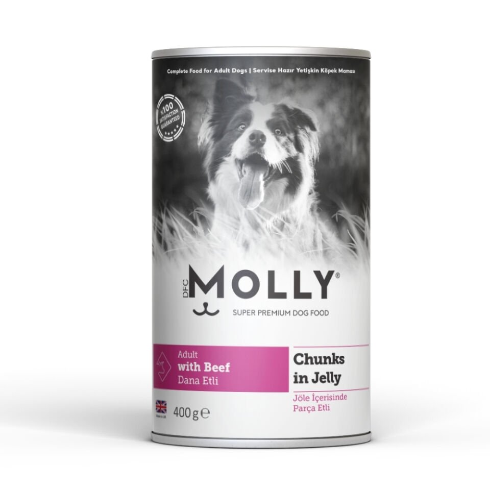 Molly Konserve Yetişkin Köpek  Jöleli Biftekli Parça Etli 400g