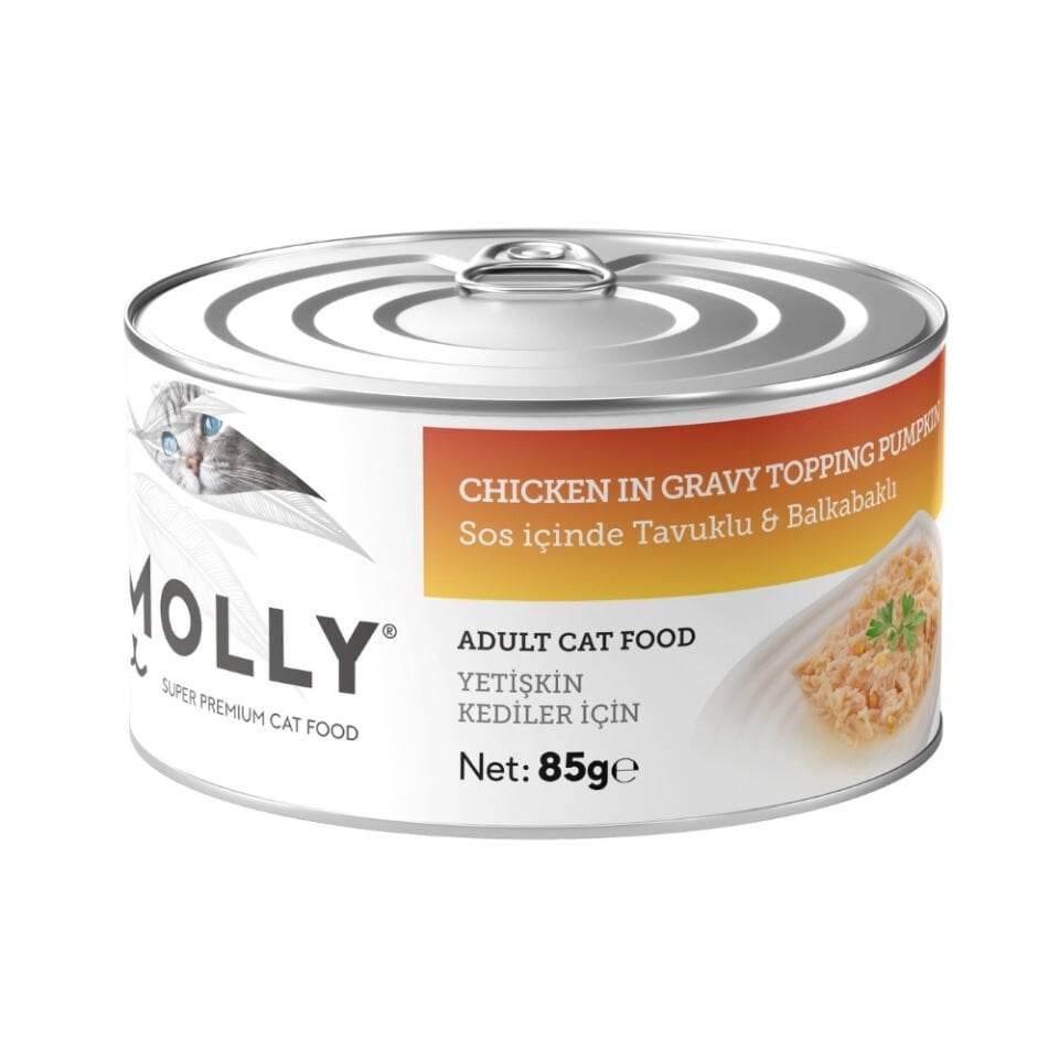 Molly Sos İçinde Tavuklu ve Balkabaklı Yetişkin Kedi Konservesi 85gr