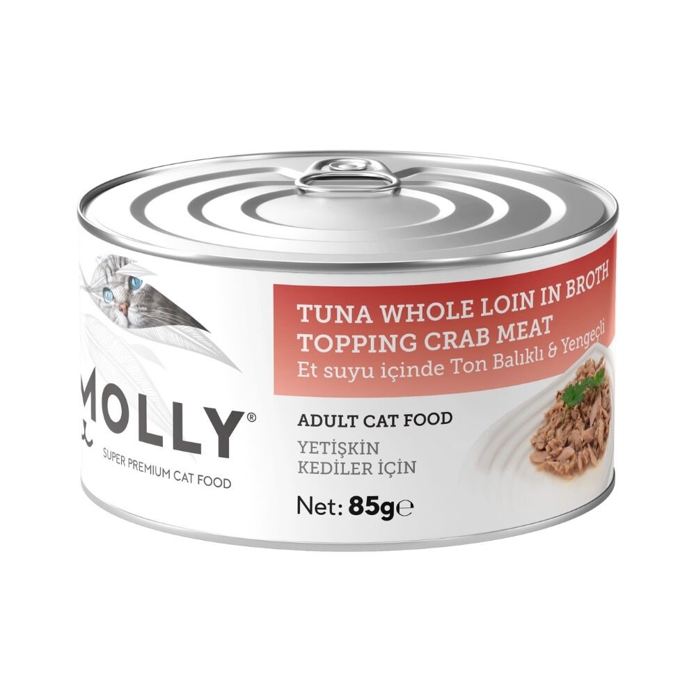 Molly Et Suyu İçinde Ton Balıklı ve Yengeçli Yetişkin Kedi Konservesi 85gr
