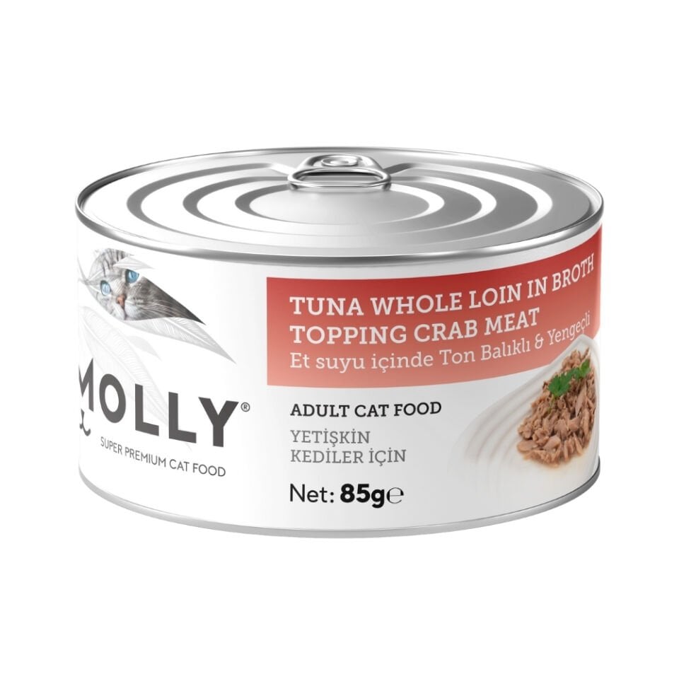 Molly Et Suyu İçinde Ton Balıklı ve Yengeçli Yetişkin Kedi Konservesi 85gr