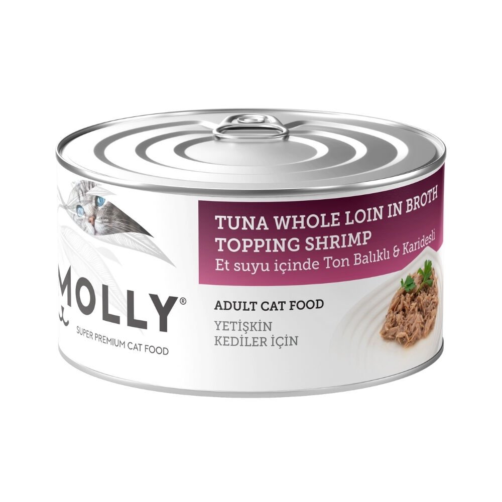 Molly Et Suyu İçinde Ton Balıklı ve Karidesli Yetişkin Kedi Konservesi 85gr