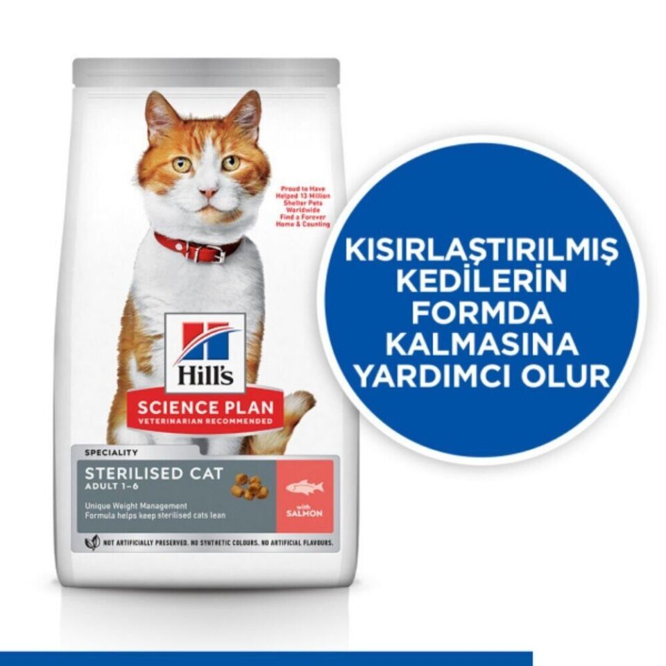Hill's SCIENCE PLAN Somonlu Kısırlaştırılmış Yetişkin Kedi Maması 8kg + 2kg HEDİYE!
