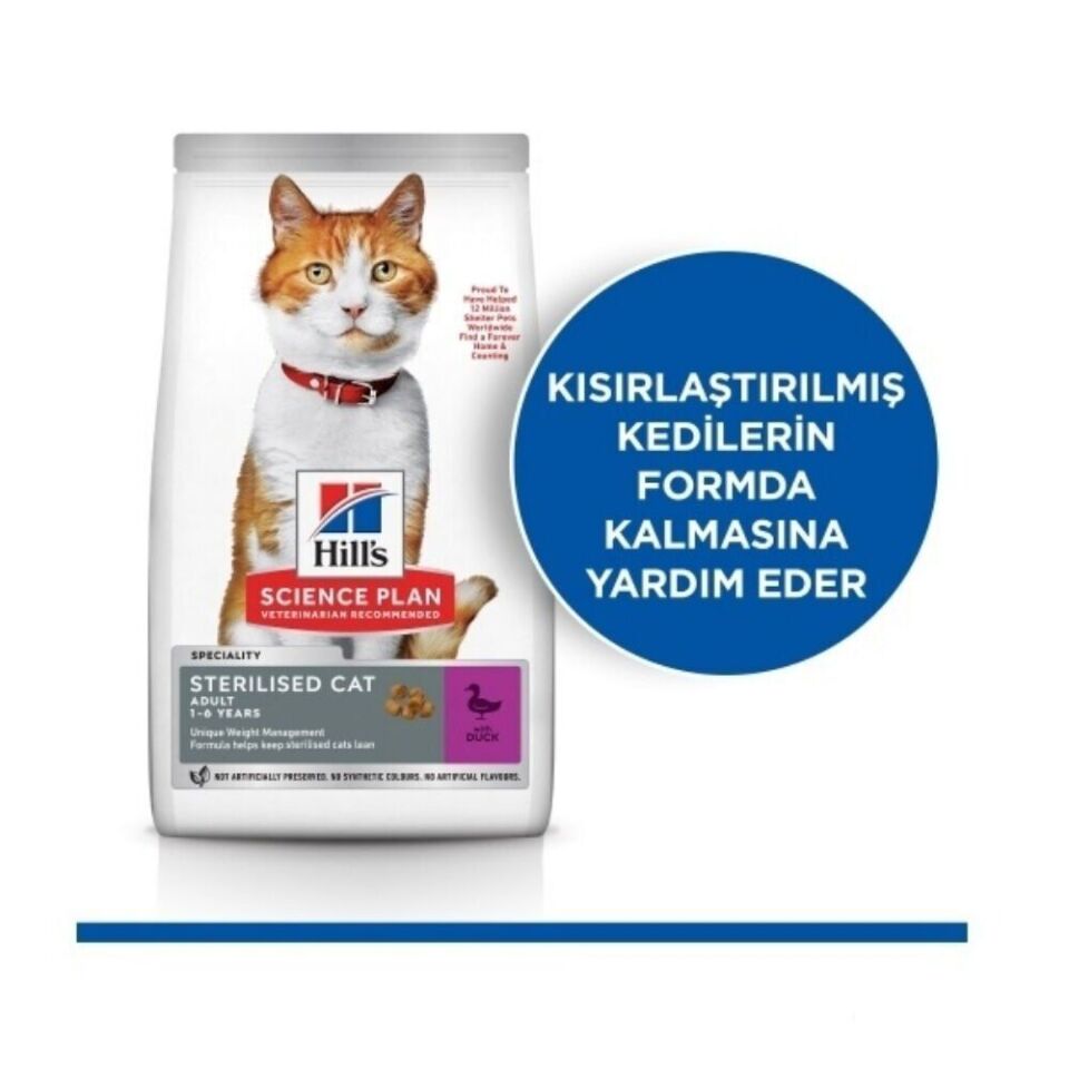 Hill's SCIENCE PLAN Ördekli Kısırlaştırılmış Kedi Maması 8kg + 2kg HEDİYE!