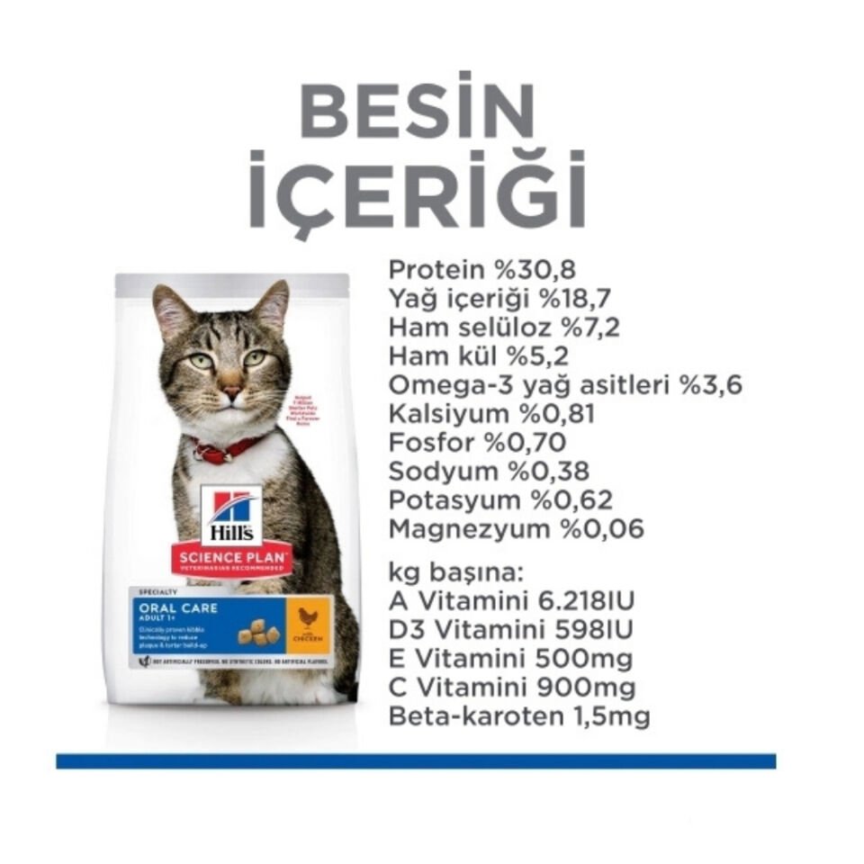 Hill's SCIENCE PLAN Oral Care Tavuklu Ağız Bakımı İçin Yetişkin Kedi Maması 1,5kg
