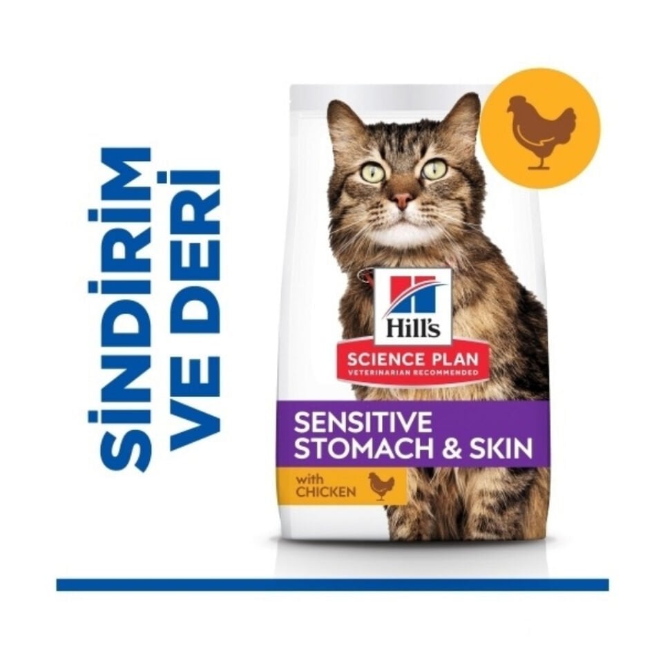 Hill's SCIENCE PLAN Sensitive Stomach & Skin Tavuklu Yetişkin Kedi Maması 1,5kg