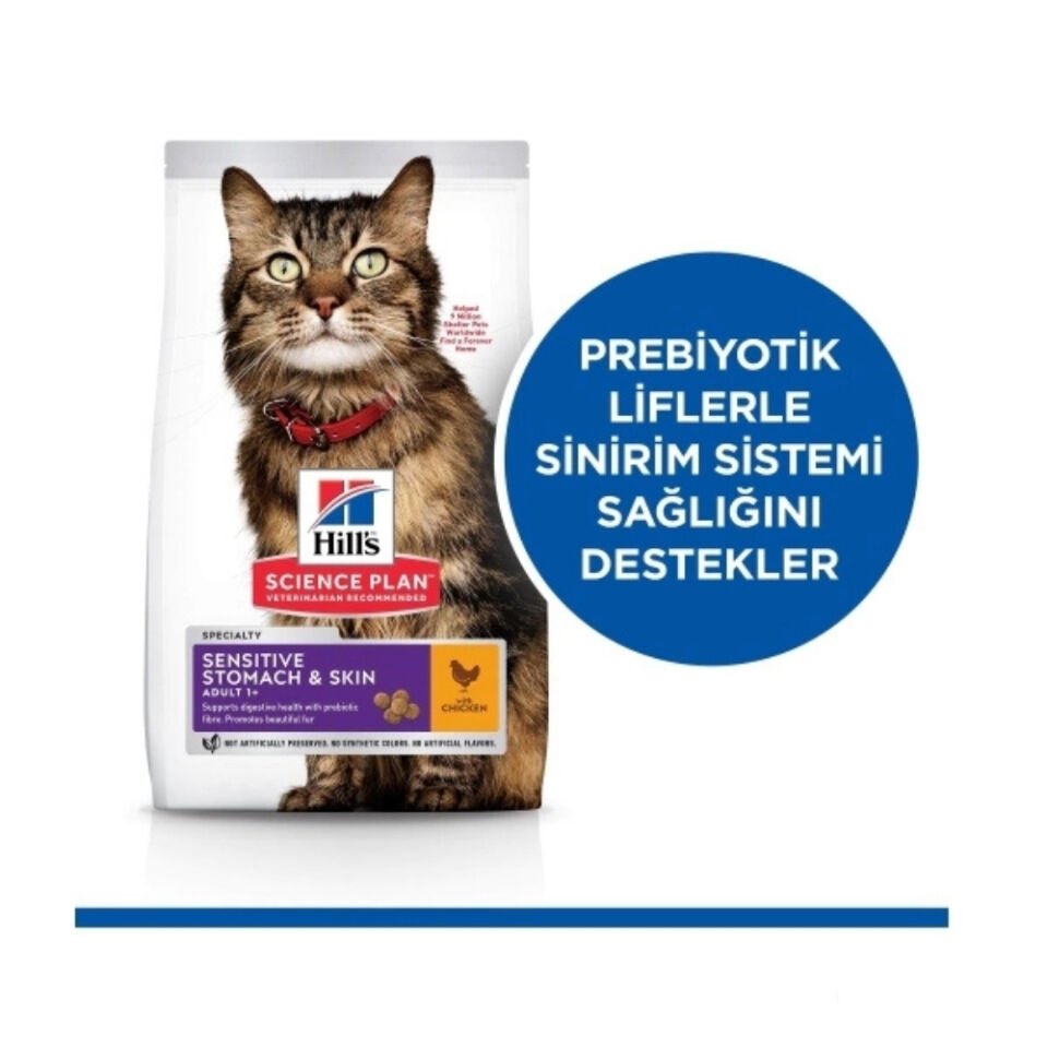 Hill's SCIENCE PLAN Sensitive Stomach & Skin Tavuklu Yetişkin Kedi Maması 1,5kg
