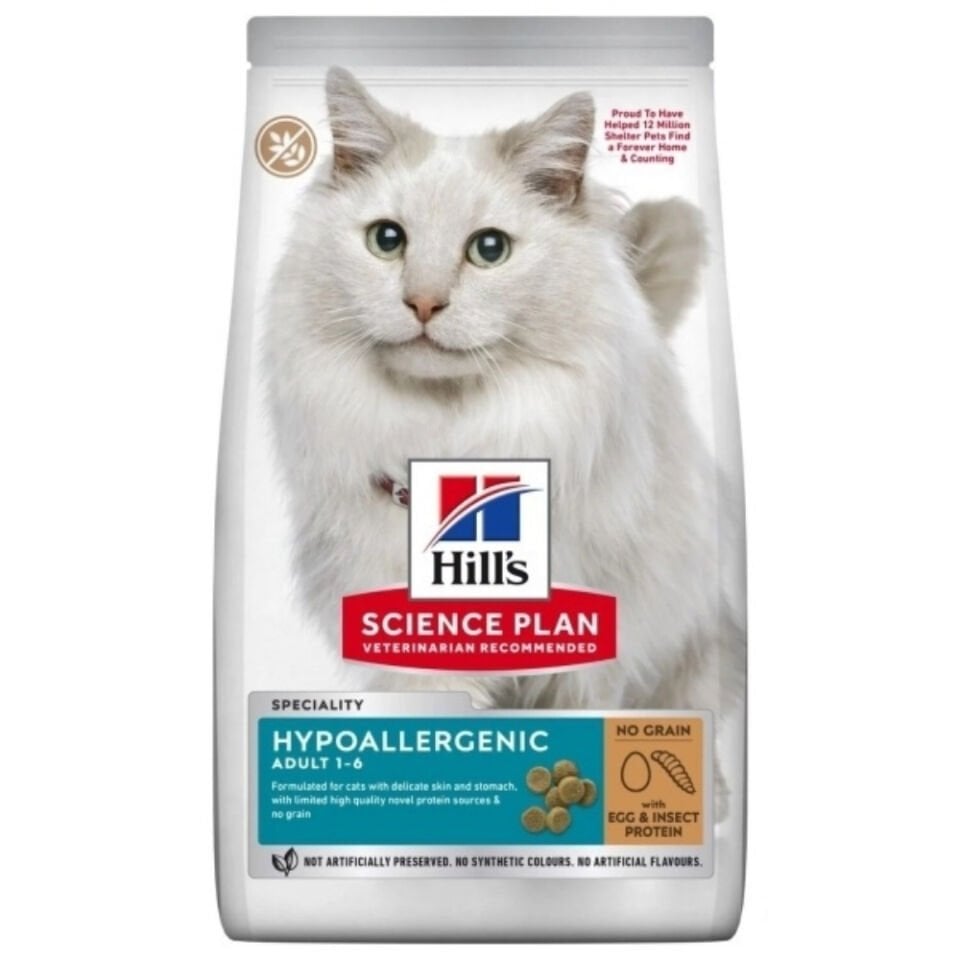 Hill's SCIENCE PLAN Hipoalerjenik Yumurta ve Böcek Proteinli Tahılsız Yetişkin Kedi Maması 1,5kg