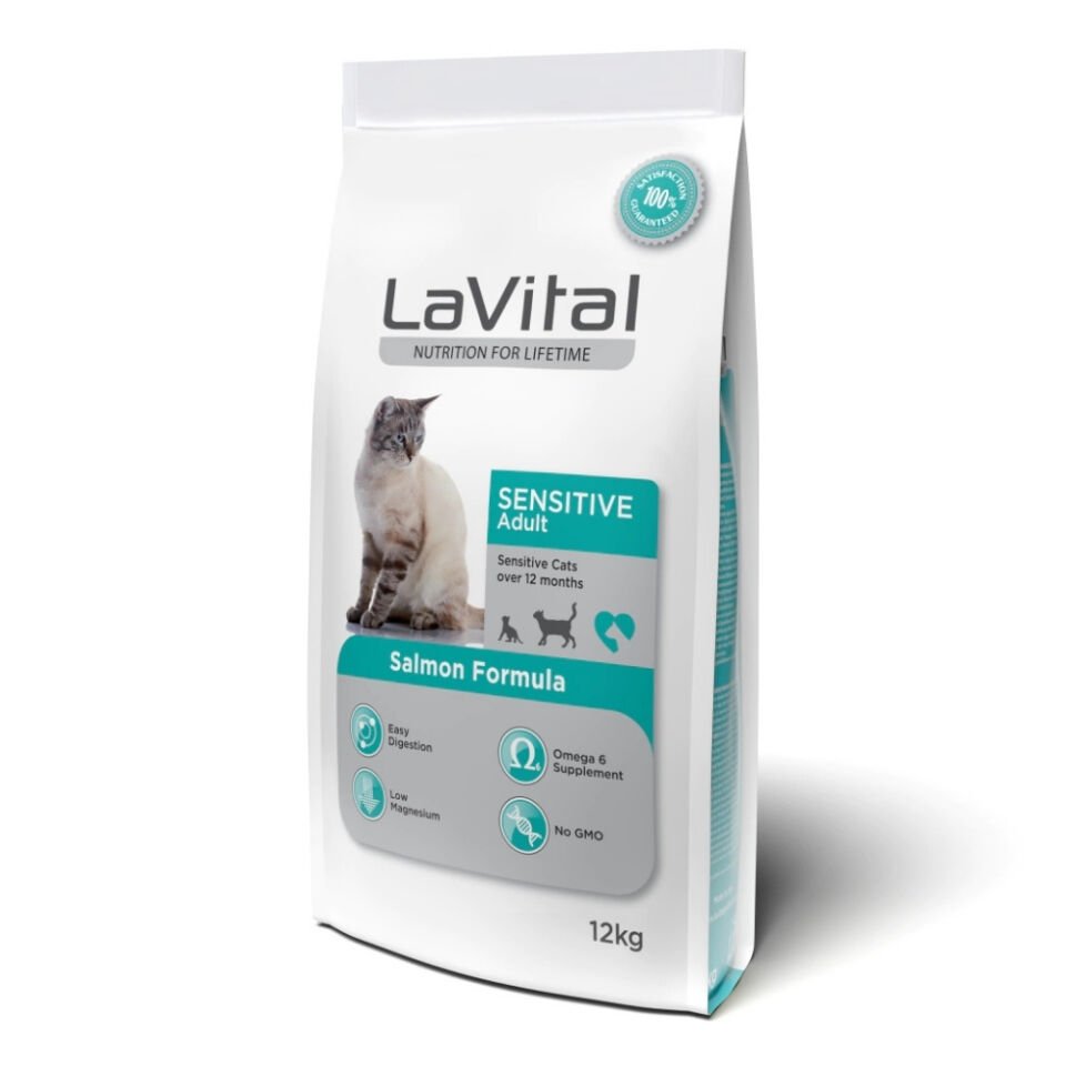 LaVital Sensitive Hassas Sindirim Sistemine Sahip Kediler için Somonlu Yetişkin Kedi Maması 12kg
