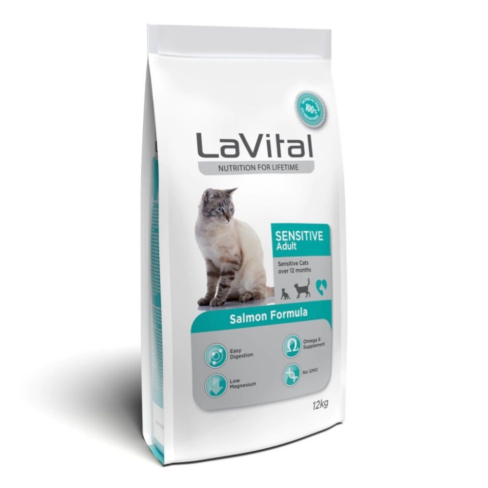 LaVital Sensitive Hassas Sindirim Sistemine Sahip Kediler için Somonlu Yetişkin Kedi Maması 12kg
