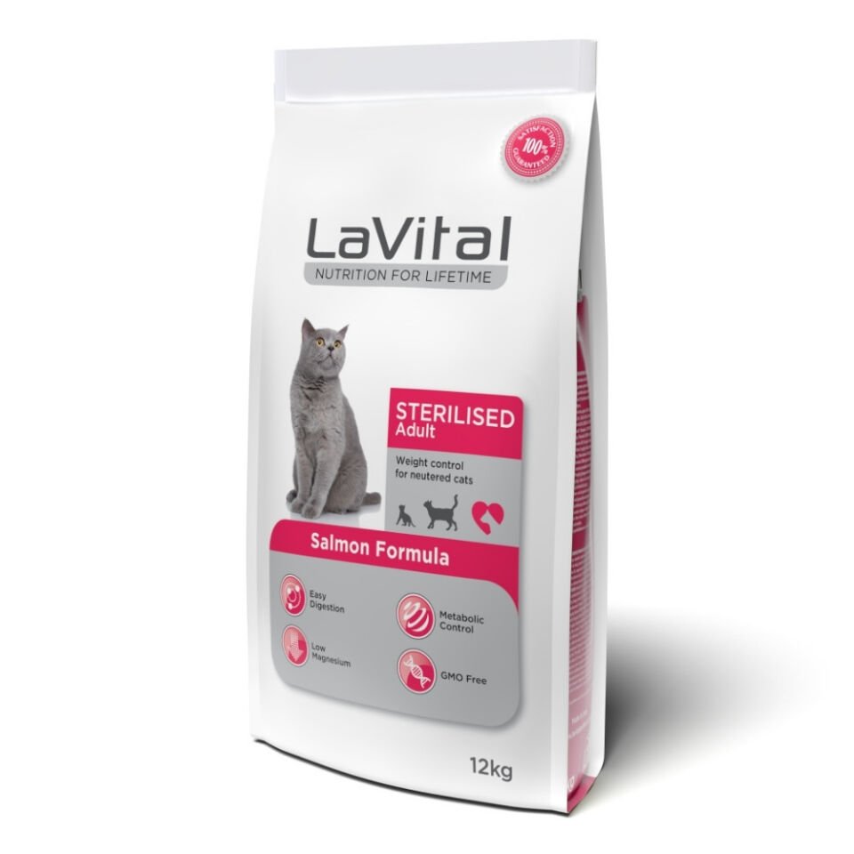 LaVital Kilo Kontrolü için Somonlu Kısırlaştırılmış Kedi Maması 12kg
