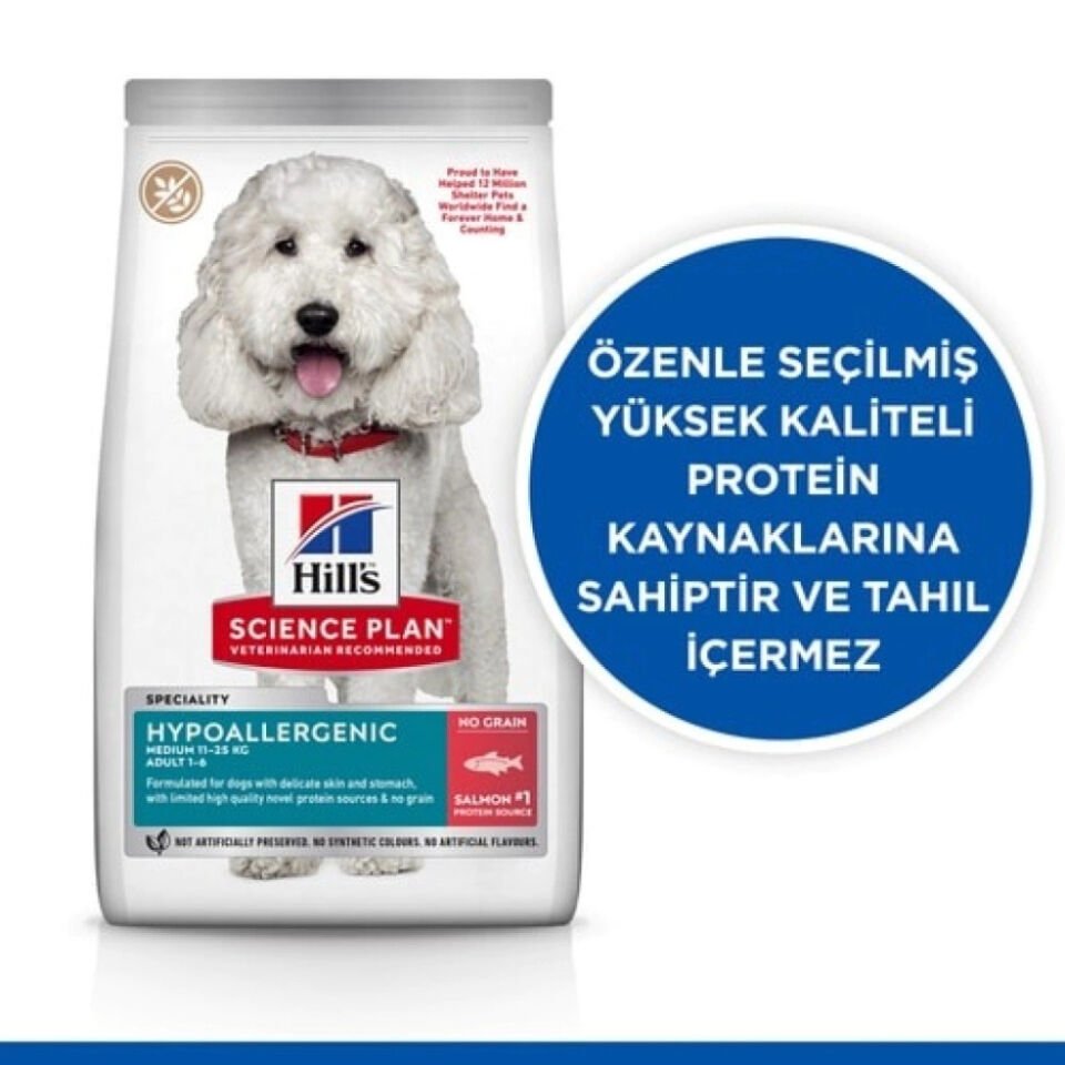 Hill's SCIENCE PLAN Hipoalerjenik Somonlu Orta Irk Yetişkin Köpek Maması 2,5kg