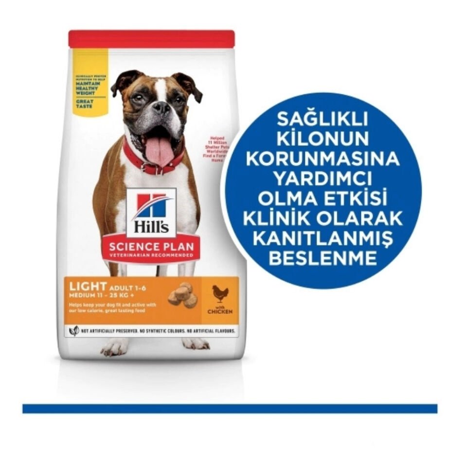 Hill's SCIENCE PLAN Light Tavuklu Orta Irk Yetişkin Köpek Maması 2,5kg