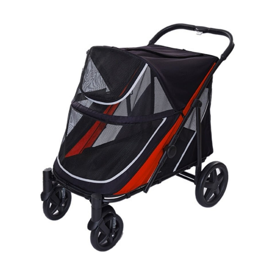 EuroDog Katlanabilir Köpek Arabası Siyah Kırmızı 112x65x100 Cm