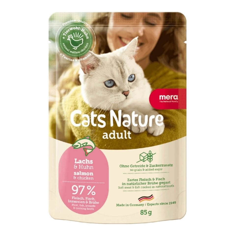 Mera Cats Nature Pouch Tahılsız Somonlu Yetişkin Kedi Konservesi 85 gr