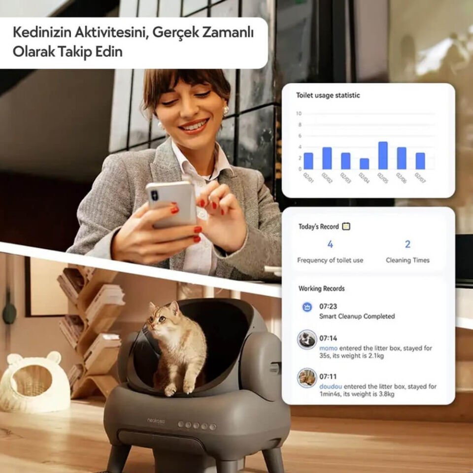 Neakasa Üstü Açık Akıllı Kedi Tuvaleti