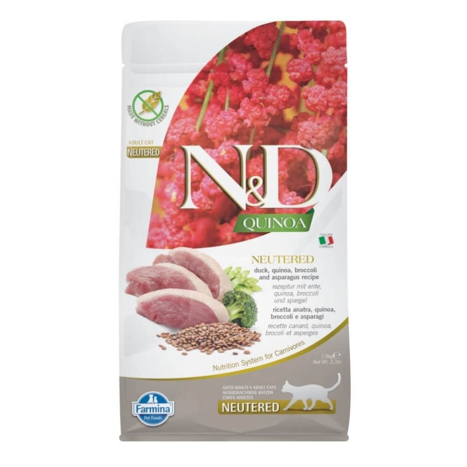 N&D Quinoa Ördek Etli Kinoalı Brokolili Tahılsız Kısırlaştırılmış Kedi Maması 1,5kg