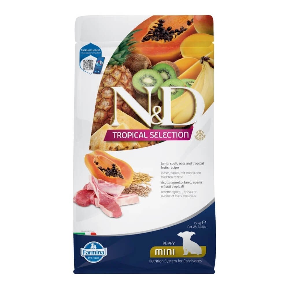 N&D Tropical Selection Kuzu Etli ve Tropikal Meyveli Mini Irk Yavru Köpek Maması 1,5kg