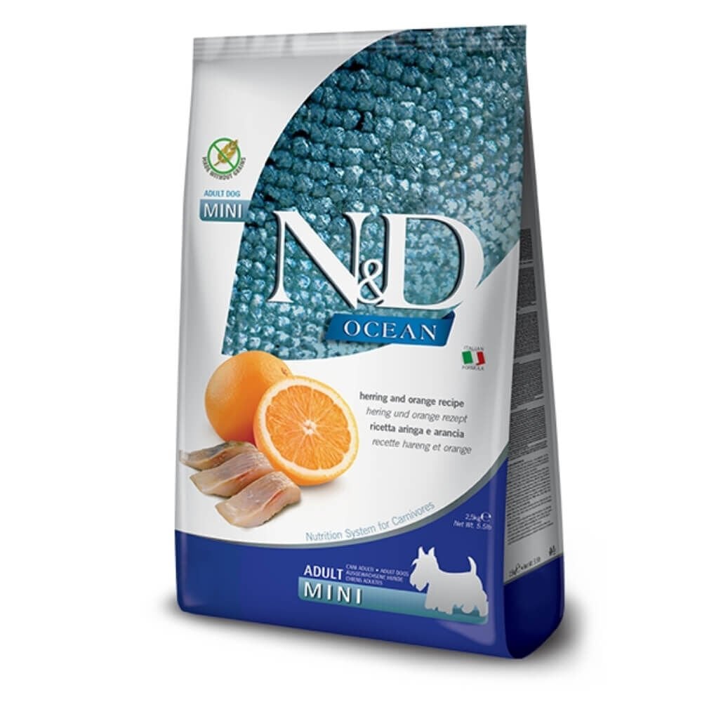 N&D Ocean Balık Portakallı Tahılsız Küçük Irk Yetişkin Köpek Maması 2.5 Kg
