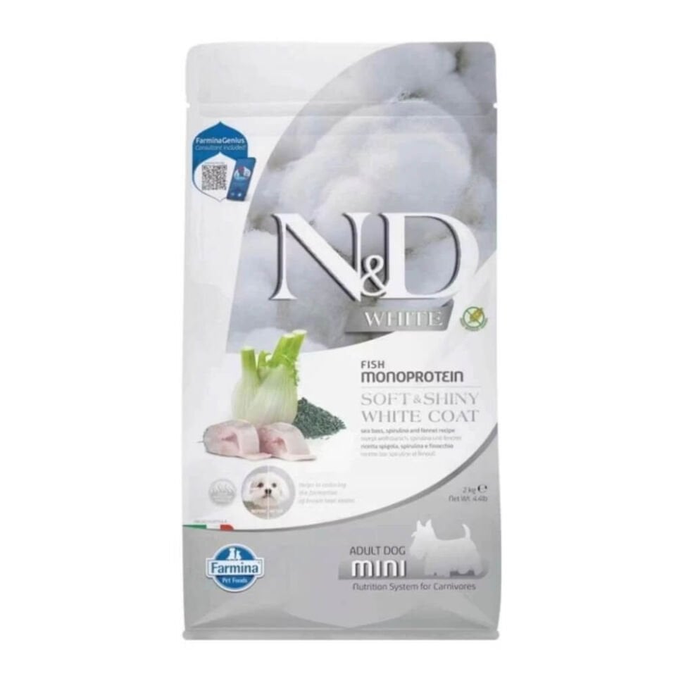 N&D White Levrek Spirulina ve Rezeneli Küçük Irk Yetişkin Köpek Maması 2kg