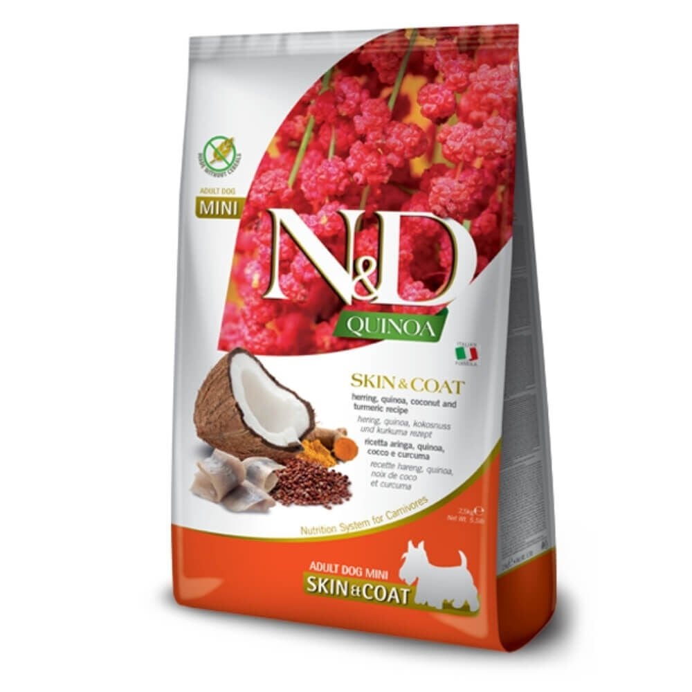 ND Kinoa Skin&Coat Ringa Balıklı Deri Tüy Sağlığı Küçük Irk Köpek Maması 2,5 Kg