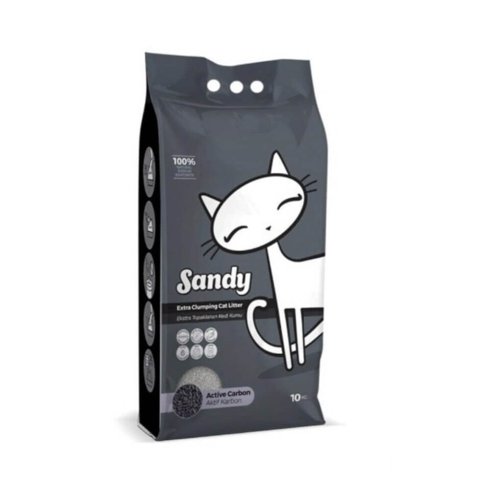 Sandy Aktif Karbonlu Tozsuz Topaklanan Sodyum Bentonit Gri Kedi Kumu 10kg