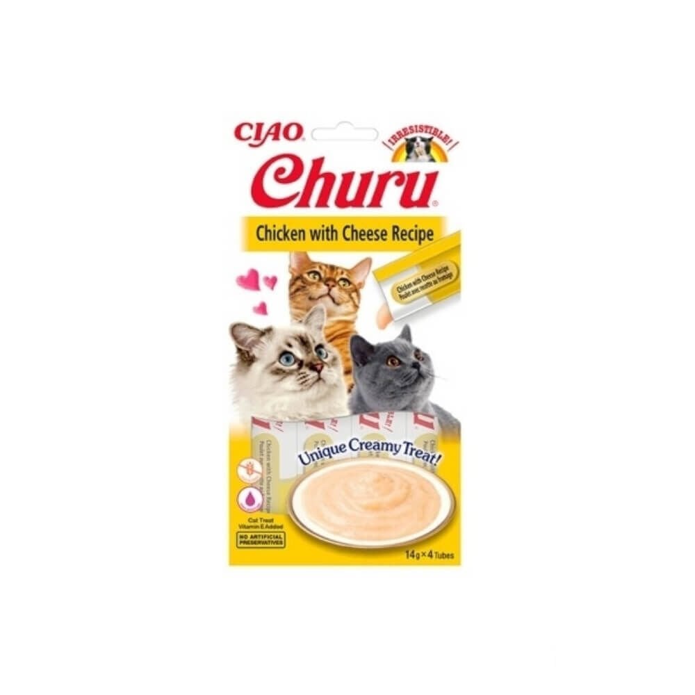 INABA CIAO Churu Cream Tavuklu ve Peynirli Krema Kedi Ödül Maması 14gr (4'lü)