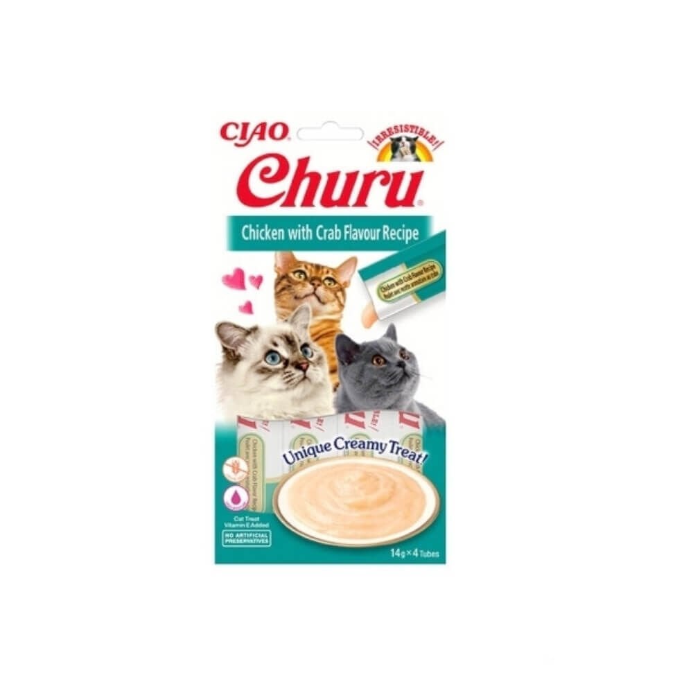 INABA CIAO Churu Cream Tavuklu ve Yengeçli Krema Kedi Ödül Maması 14gr (4'lü)