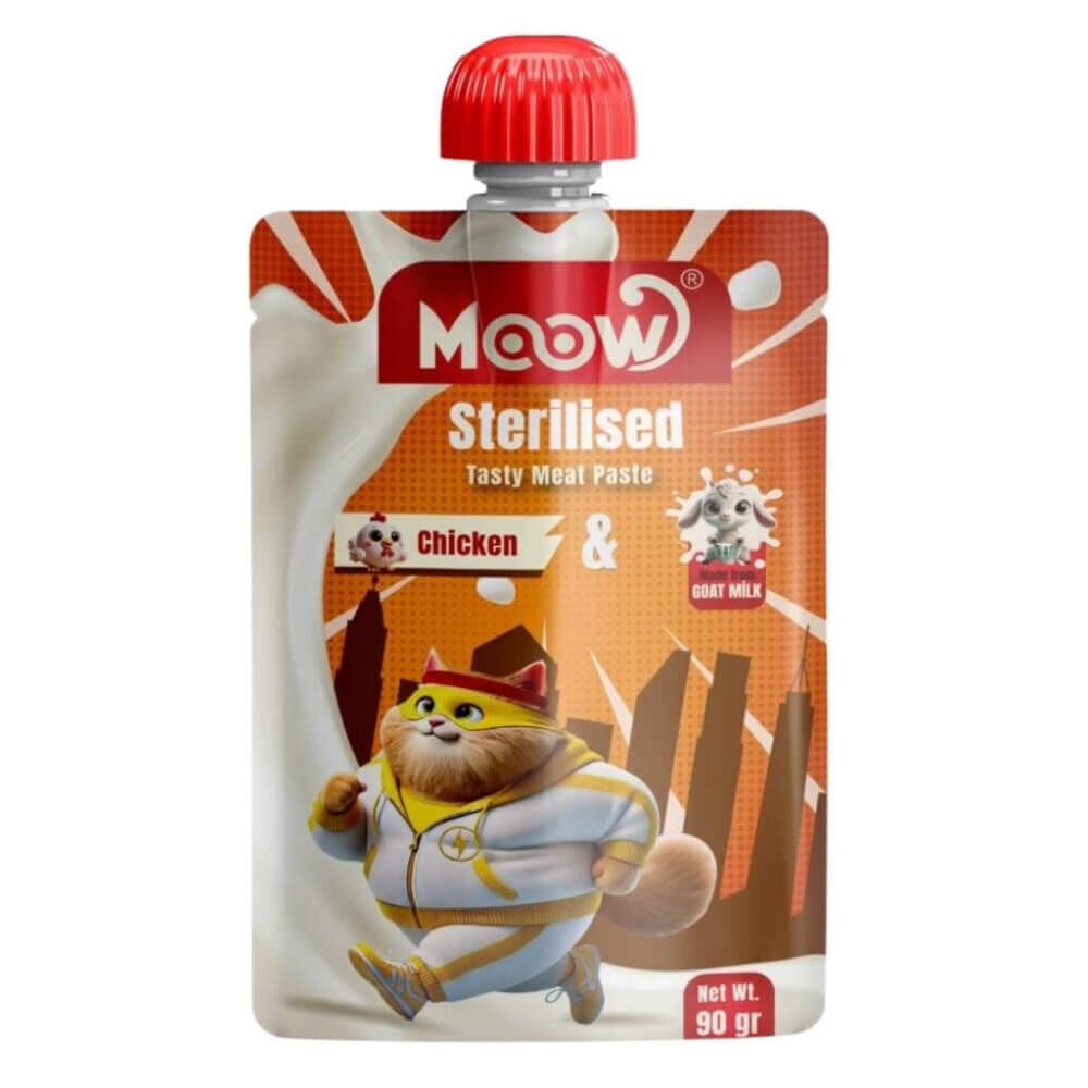 MOOW Taze Tavuk ve Keçi Sütlü Kısırlaştırılmış Ezme Kedi Ödül Maması 90gr