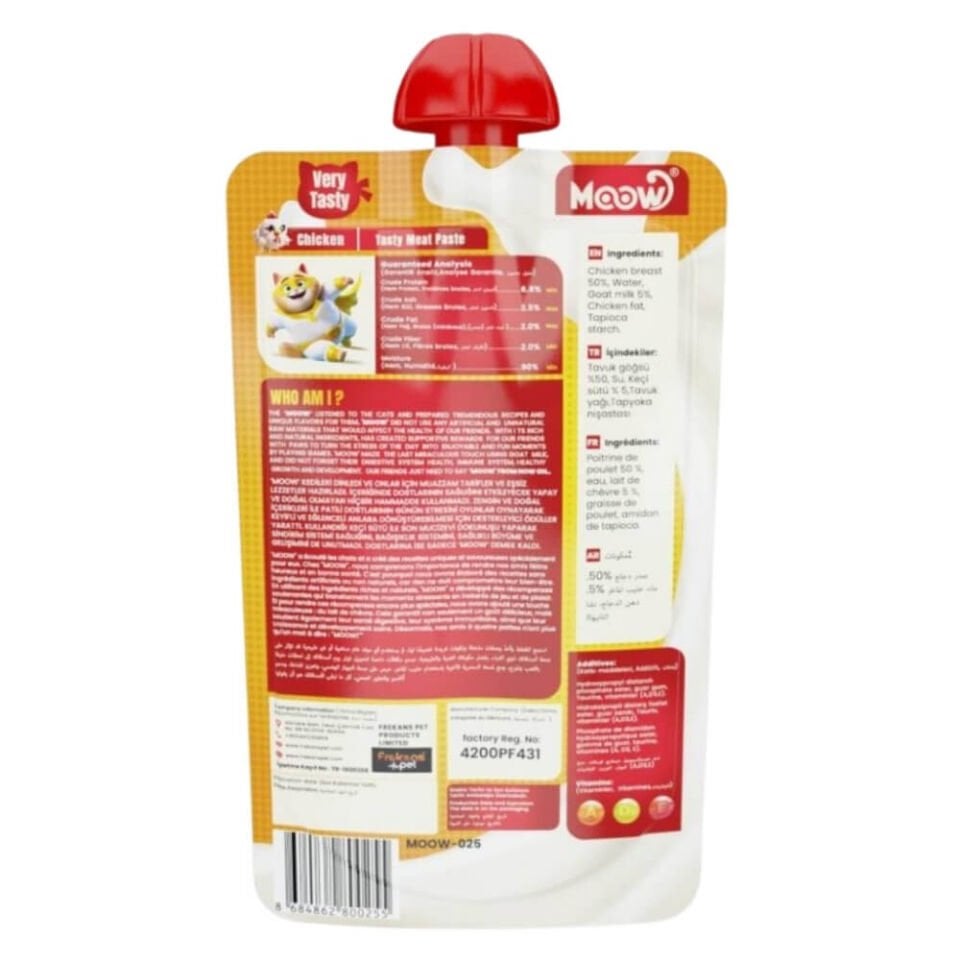 MOOW Taze Tavuk ve Keçi Sütlü Ezme Kedi Ödül Maması 90gr