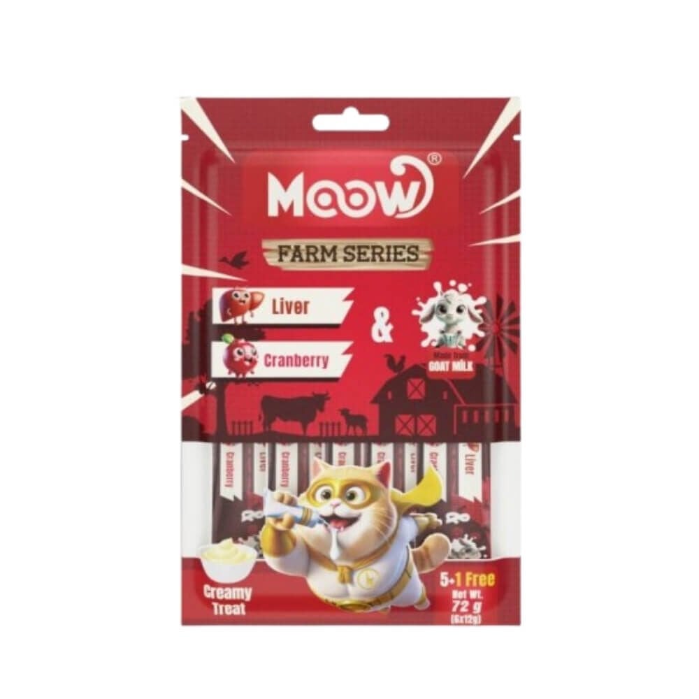 Moow Ciğerli & Kızılcıklı Keçi Sütlü Kedi Krema Ödülü 6x12gr