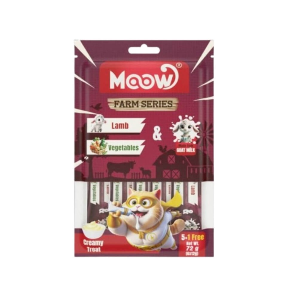 Moow Kuzu Etli & Sebzeli Keçi Sütlü Kedi Krema Ödülü 6x12gr