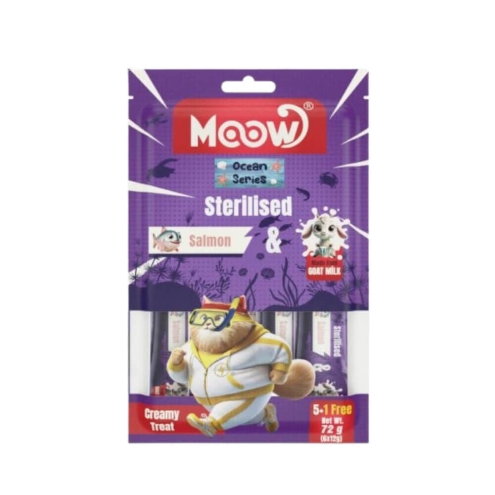 Moow Kısırlaştırılmış Somonlu Keçi Sütlü Kedi Krema Ödülü 6x12gr