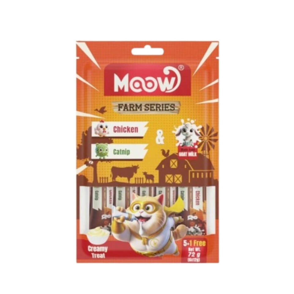 Moow Tavuklu & Kedi Naneli Keçi Sütlü Kedi Krema Ödülü 6x12gr