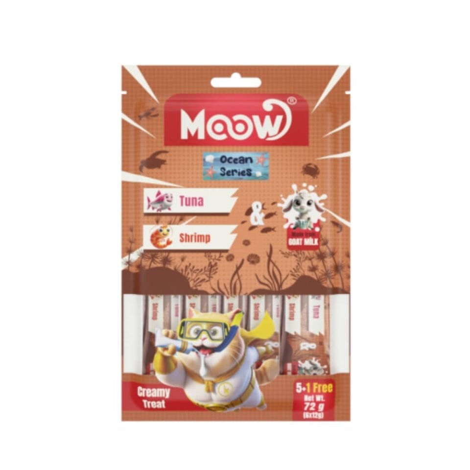 Moow Ton Balıklı & Karidesli Keçi Sütlü Kedi Krema Ödülü 6x12gr