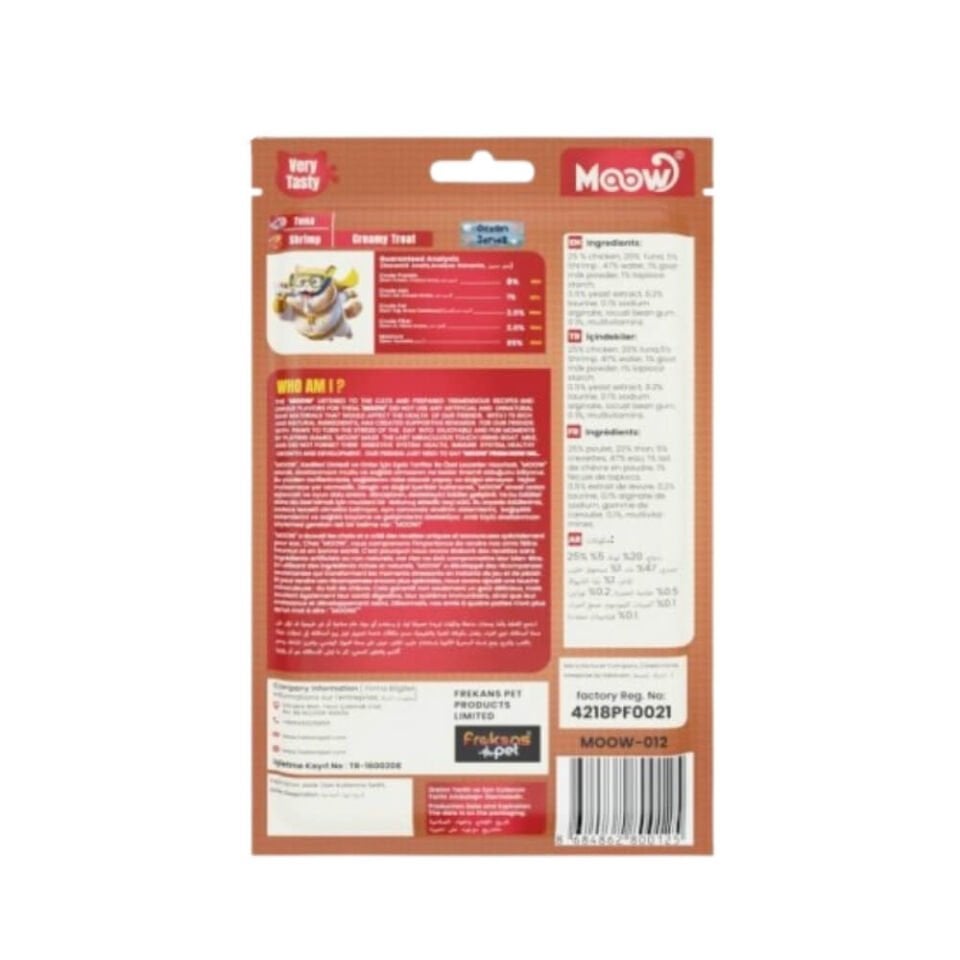 Moow Ton Balıklı & Karidesli Keçi Sütlü Kedi Krema Ödülü 6x12gr