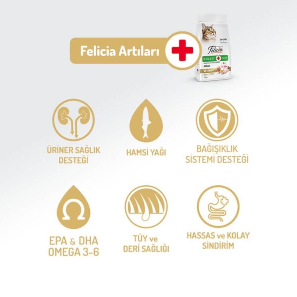 Felicia Hipoalerjenik Tavuklu ve Hamsili Düşük Tahıllı Yetişkin Kedi Maması 2kg