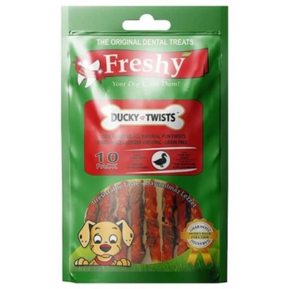 Freshy Ducky Twists Ördek Etli Burgu Çubuk Köpek Ödülü 90 Gr 10 Adet