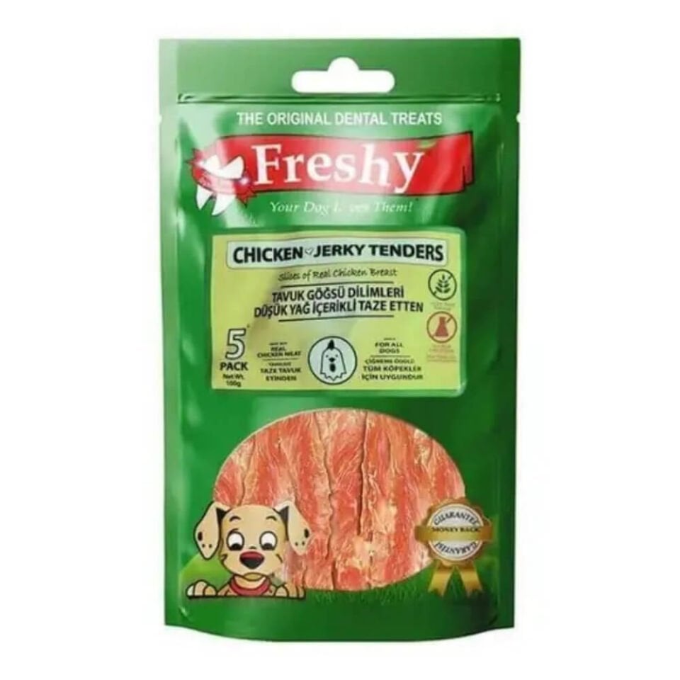 Freshy Chicken Jerky Tenders Tavuk Göğsü Et Dilimleri Köpek Ödülü 100gr