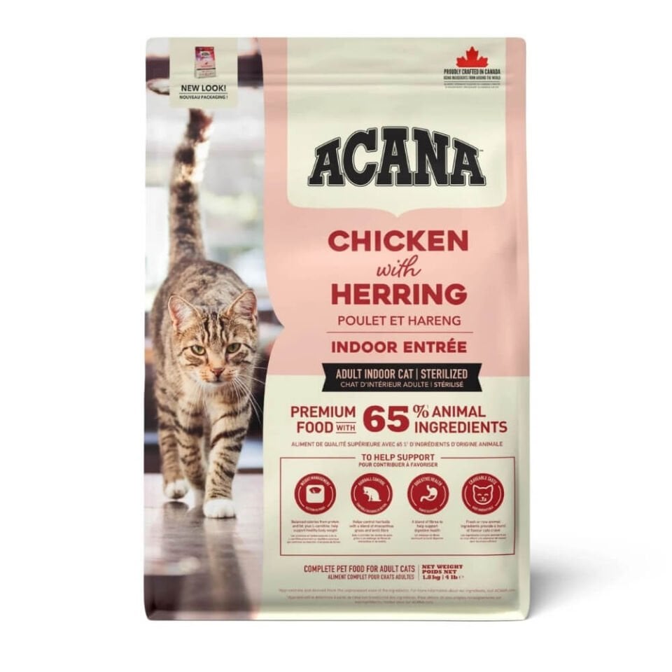 Acana Indoor Entree Hairball Control Tavuklu ve Ringa Balıklı Kısırlaştırılmış Kedi Maması 1,8kg
