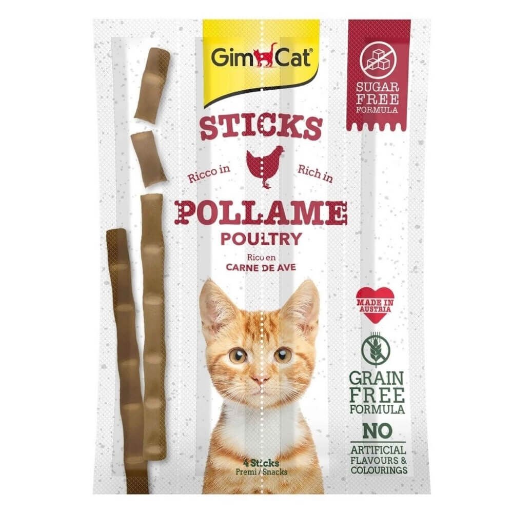GimCat Sticks Tavuklu Ciğerli Taurinli Kedi Ödül Çubuğu 20gr (4'lü)