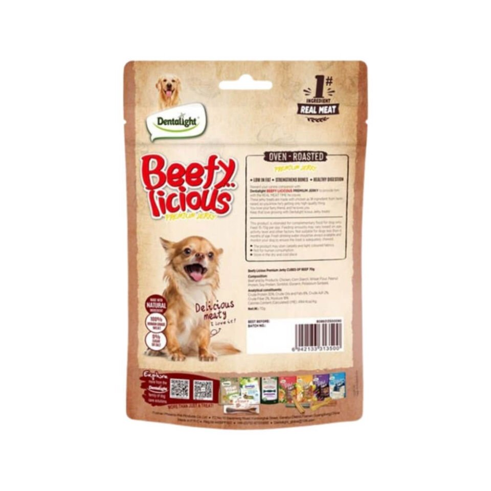 Dentalight Beefy Licious Kurutulmuş Sığırlı Küp Köpek Ödül Maması 70gr