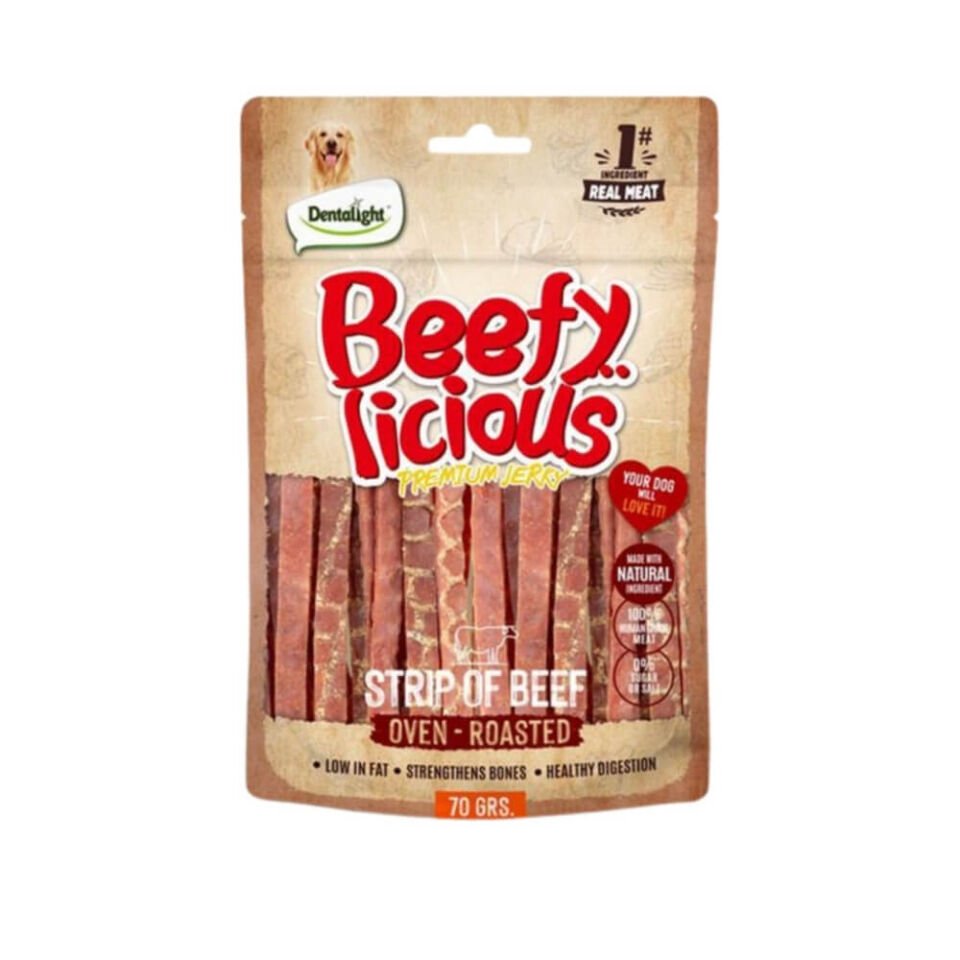 Dentalight Beffy Licious Kurutulmuş Sığırlı Şerit Köpek Maması 70gr